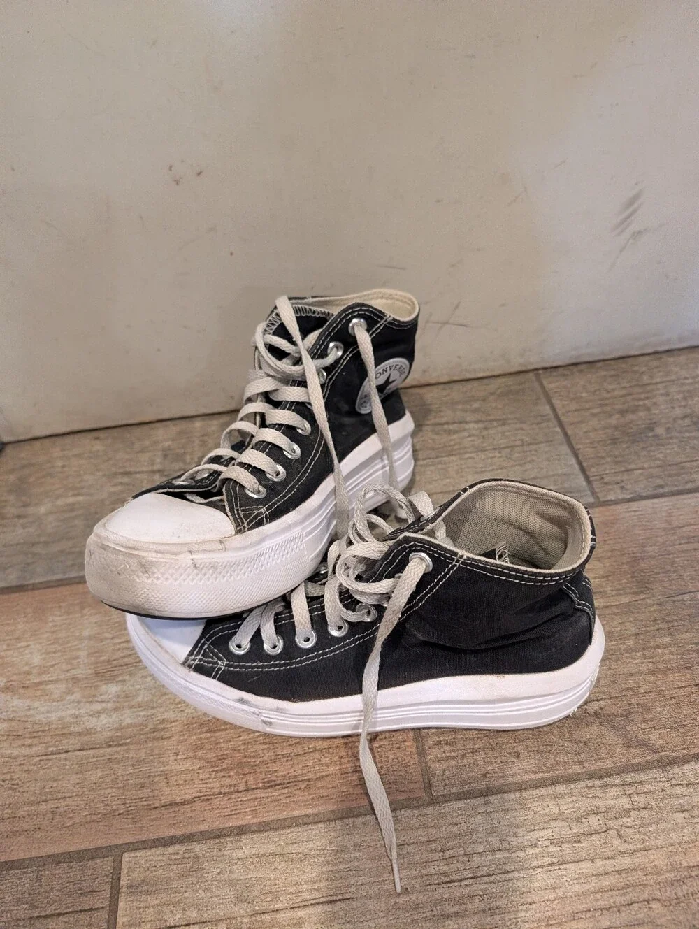 Black High-Top Canvas Sneakers with White Soles